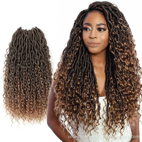 Julianna 18Inch Boho Bohemian Locs Boho Crochet Hair Extensions Goddess Curly Faux Loc River Locs